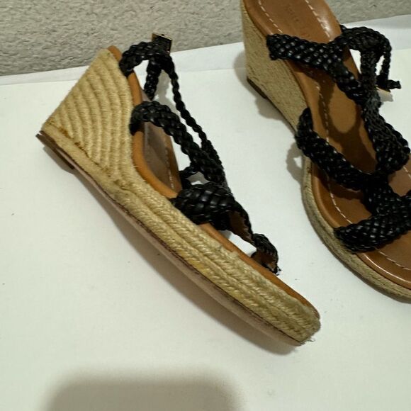 Kate Spade Espadrille woven black Wedge Heel Sandals Size 7 M - Picture 5 of 10